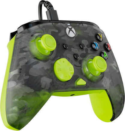 Close-up of Hall-Effect thumbstick on green camo Xbox controller