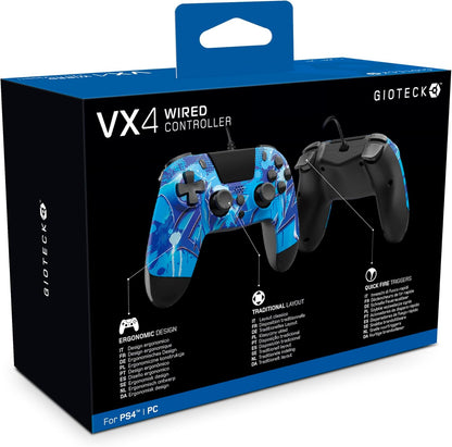 Gioteck VX4 Electric Blue Wireless PS4 Controller box packaging