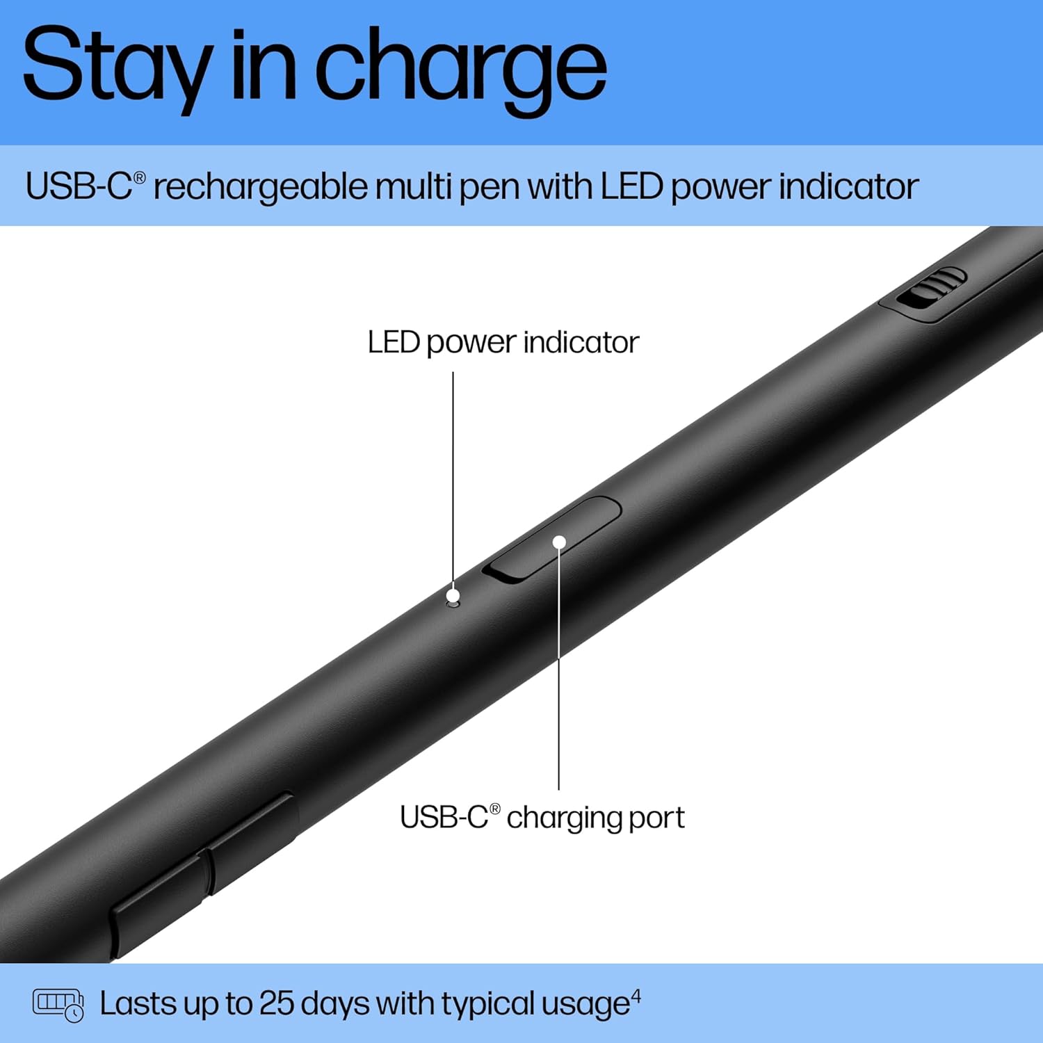 HP 700 stylus LED battery charge indicator light