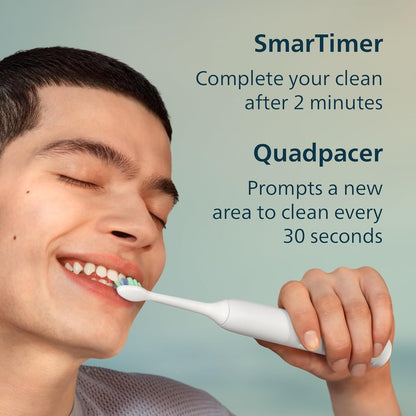 Philips Sonicare 4100 slim white ergonomic toothbrush handle with power button