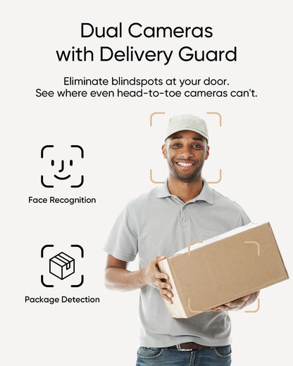 Smartphone app showing live video doorbell footage of a delivery courier