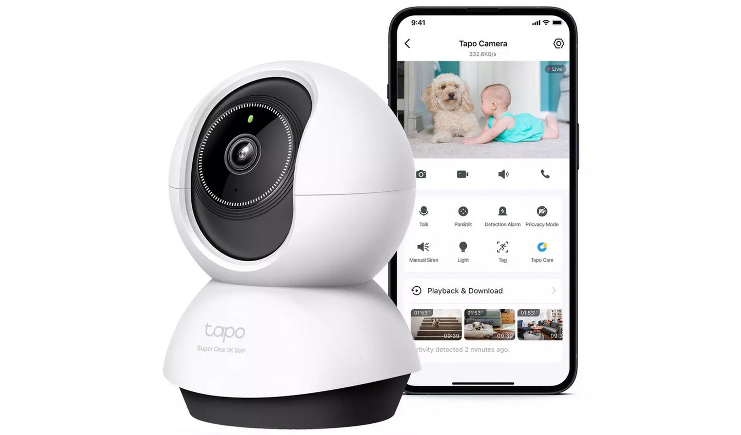 Tapo TC74 3K Pan/Tilt Indoor Security Camera with AI Detection
