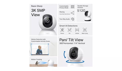 Tapo TC74 3K Pan/Tilt Indoor Security Camera with AI Detection