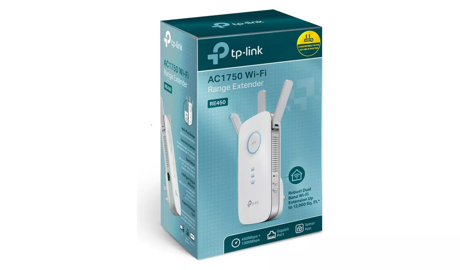 TP-Link RE450 AC1750 specifications 450Mbps 2.4GHz 1300Mbps 5GHz