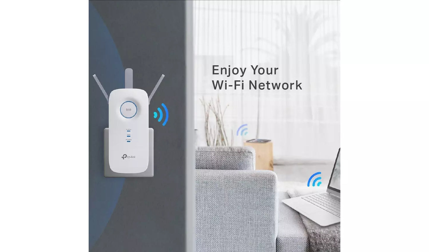 TP-Link RE450 extending Wi-Fi coverage across large home dead zones