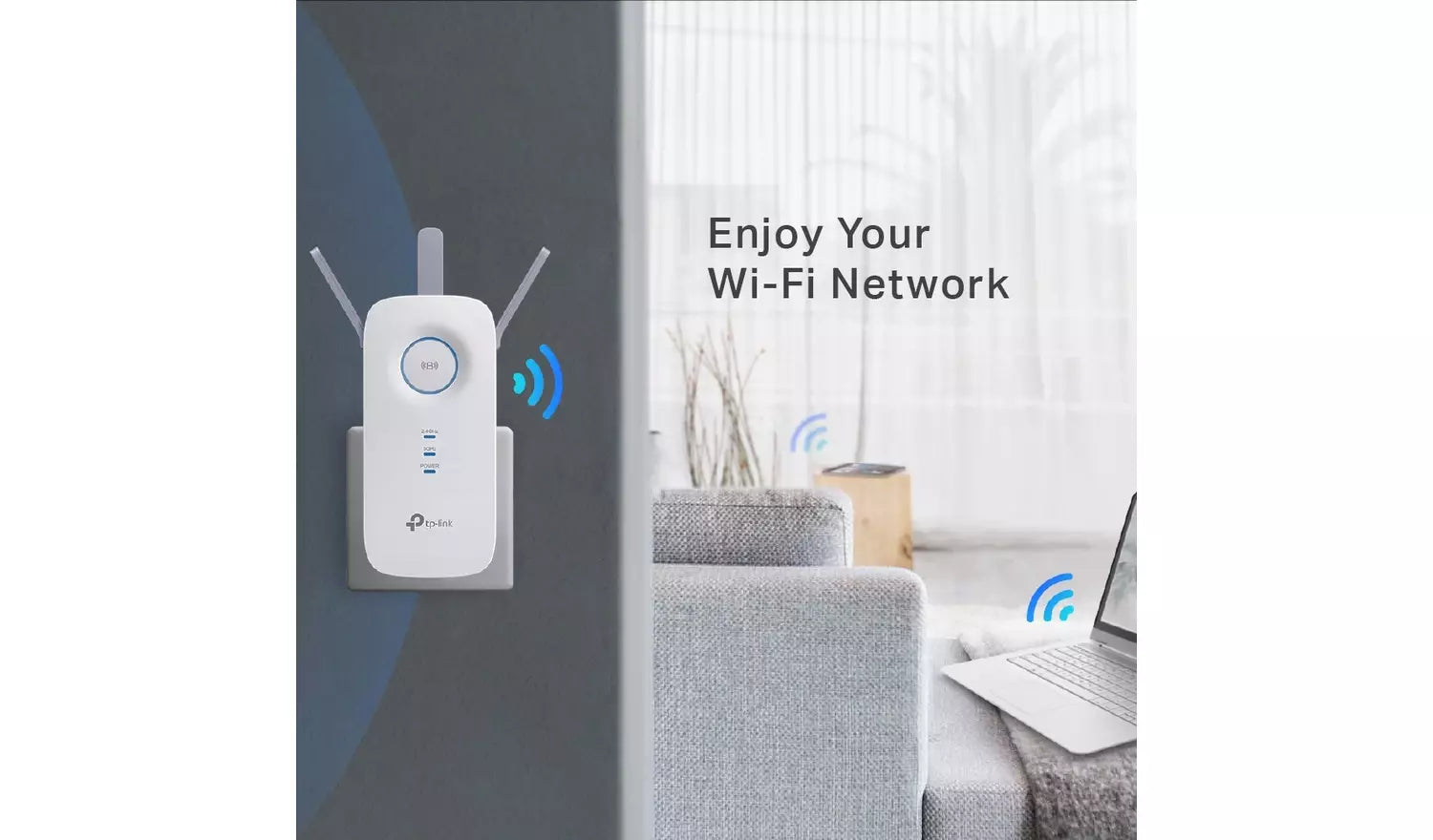 TP-Link RE450 extending Wi-Fi coverage across large home dead zones