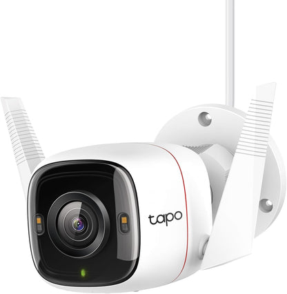 Tapo C320WS weatherproof outdoor security camera mounted on exterior wall