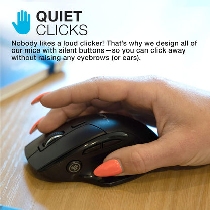 Top view of JLab JBuds mouse showing scroll wheel and button layout