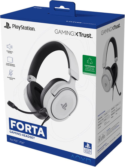 Trust GXT 498W Forta PS5 gaming headset retail packaging white
