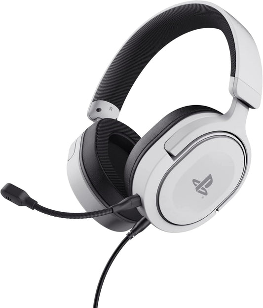 Trust GXT 498W Forta white PS5 gaming headset front view