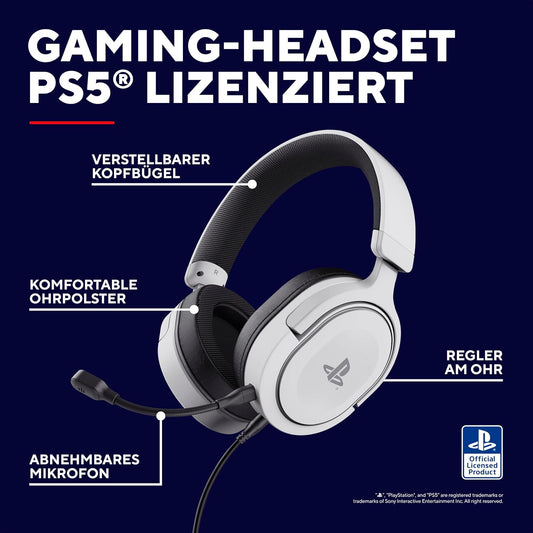Trust GXT 498W Forta white gaming headset side profile with microphone
