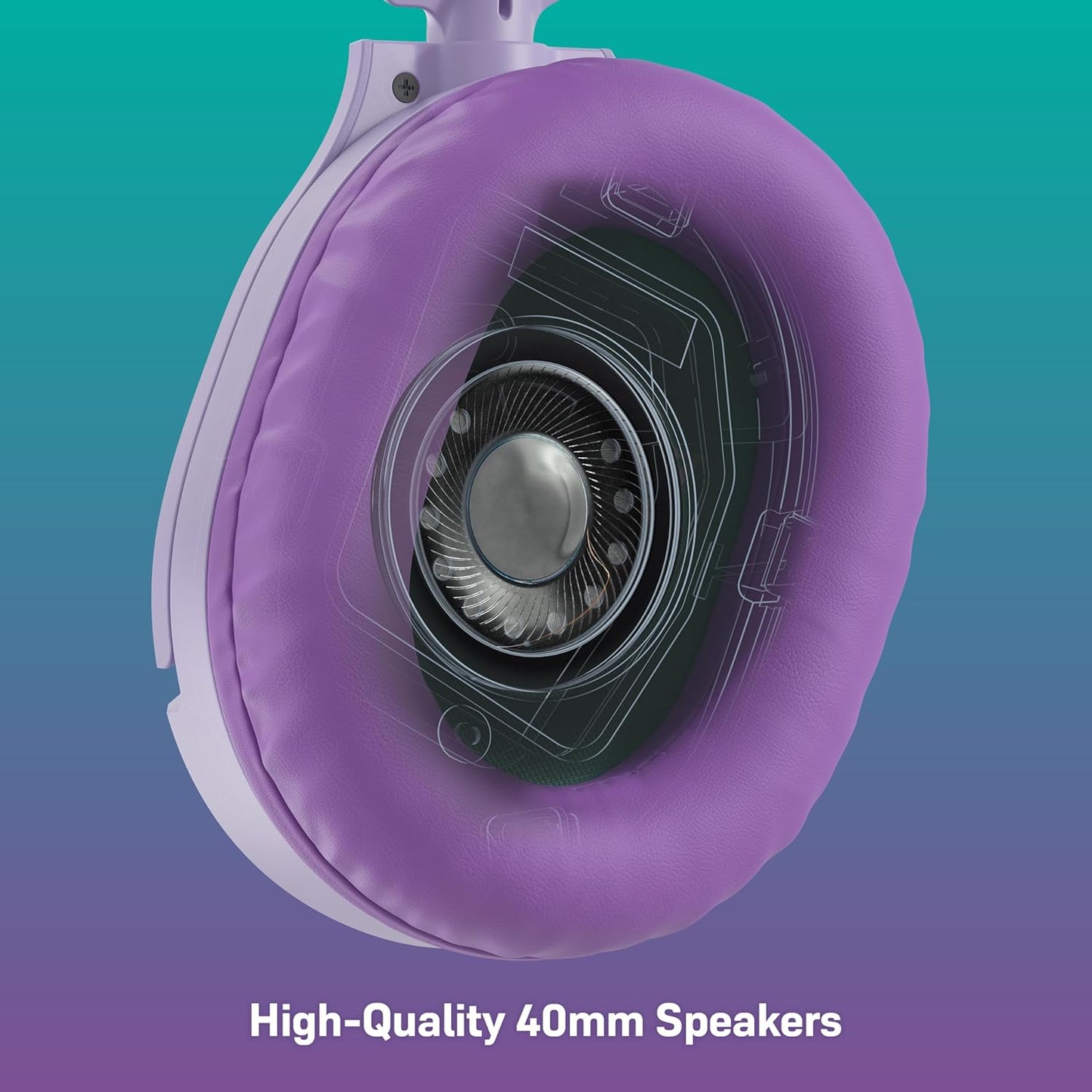: Turtle Beach Recon 70 gaming headset in lavender with flip-up microphone