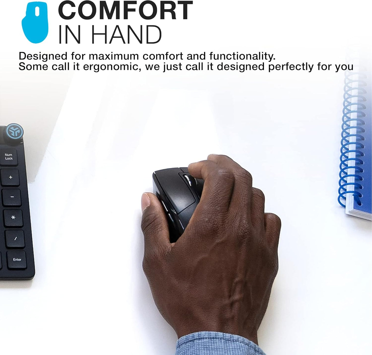 JLab JBuds Wireless Ergonomic Mouse – Multi-Device & Silent